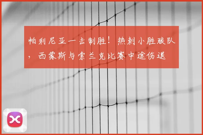 帕利尼亚一击制胜！热刺小胜狼队，西蒙斯与索兰克比赛中途伤退